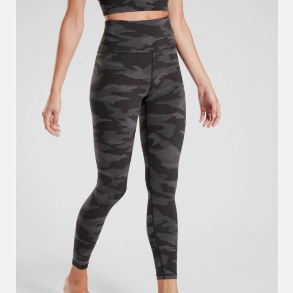 Athleta Charcoal & Black Camo High-Rise Leggings